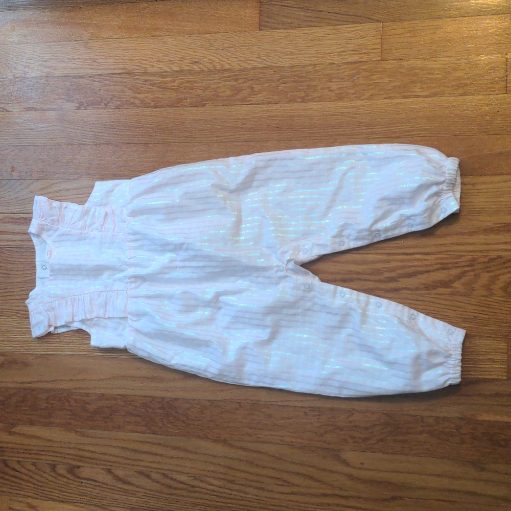 Baby Cat & and Jack Iridescent Overalls Bib Ruffle Romper Jumpsuit 18m